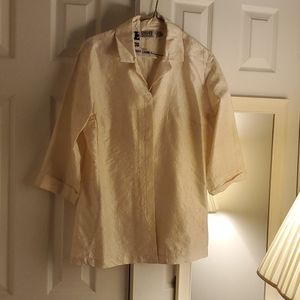 Chico's embroidered raw silk blouse